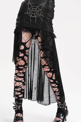 Black Chain Lace Irregular Hem Mesh Women's Gothic Skirt - Product - 11