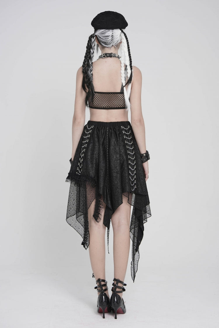 Black Lace-Up Slim Mesh Buckled Women's Punk Heart  Corset - Product - 3