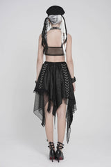 Black Lace-Up Slim Mesh Buckled Women's Punk Heart  Corset - Product - 3