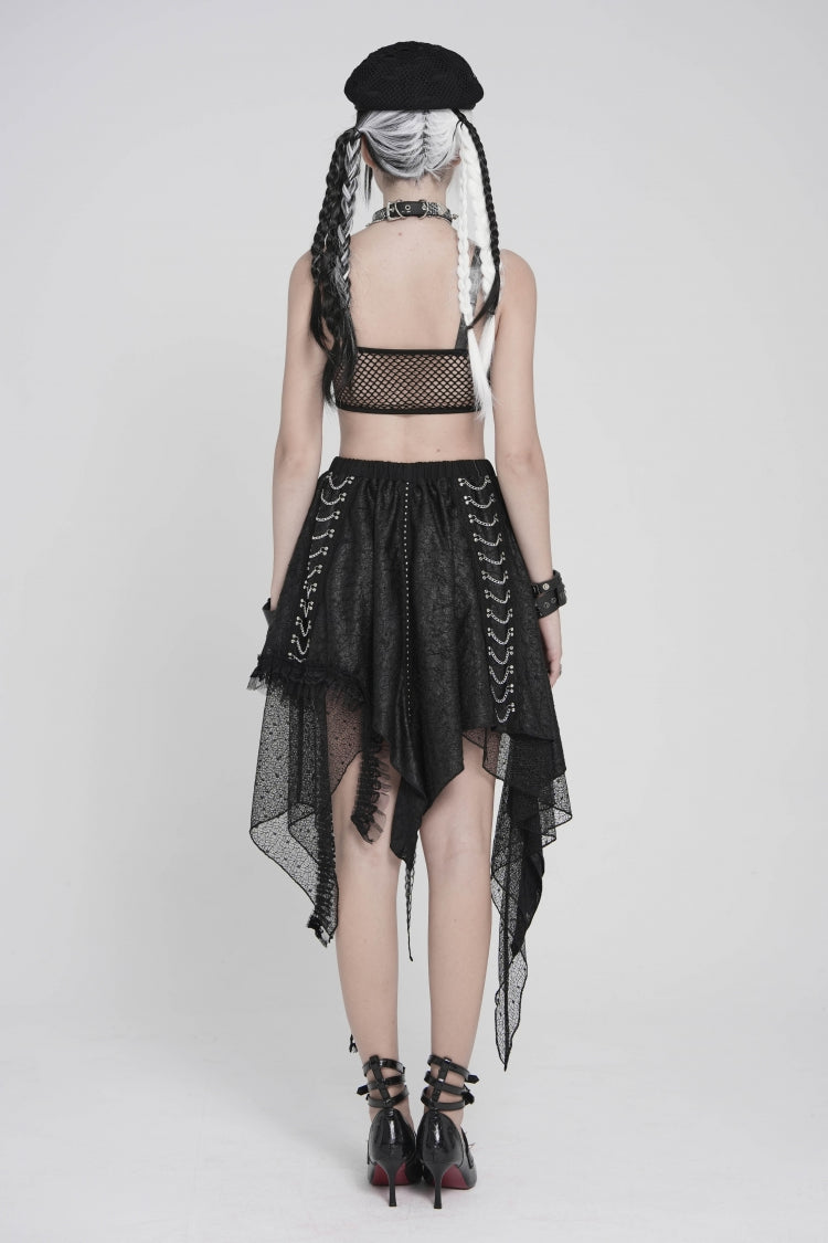 Black Lace-Up Slim Mesh Buckled Women's Punk Heart  Corset - Product - 3