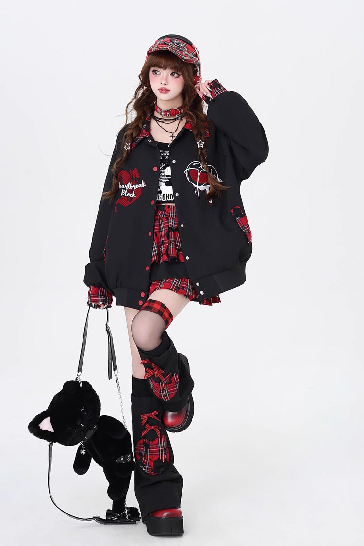 Long Sleeves Embroidery Stitching Gothic Japanese Jirai Kei Coat 2 Colors - Product - 3