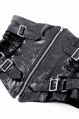 Black Lace-Up Metal Buckled Zippered Women's Punk Underbust Corset - Product - 10