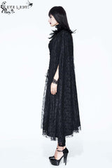 Black Palace Style Lace Long Women's Gothic Cloak - Product - 4