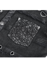 Black Lapel Collar Studded Slim Men's Punk Vest - Product - 9