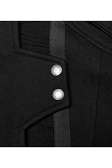Black Punk Asymmetry High Collar Placket Metal Shoulder Detachable Webbing Men's Knitted Coat - Product - 7