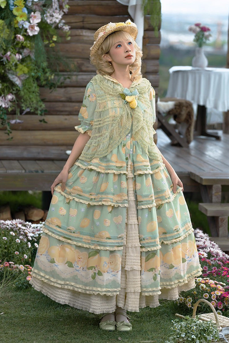 [Lemon Chicken] Multi-Layered Ruffle Sweet Elegant Lolita Skirt Petticoat 2 Colors - Product - 3