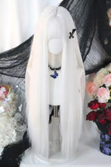 Moonlight White Full Bangs Sweet Lolita Long Straight Wig - Moonlight-White - 1