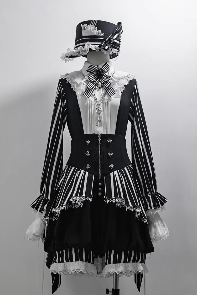 Black/White Wonderful Trick Print Lace Ouji Fashion Elegant Lolita Blouse - Product - 2