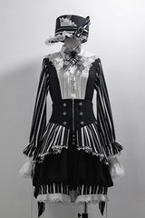 Black/White Wonderful Trick Stripe Print Lace Ouji Fashion Elegant Lolita Shorts - Product - 3
