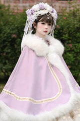 [Snowflake Ballad] Sweet Princess Fur-Collar Lolita Coat Cloak 7 Colors - Purple - 9