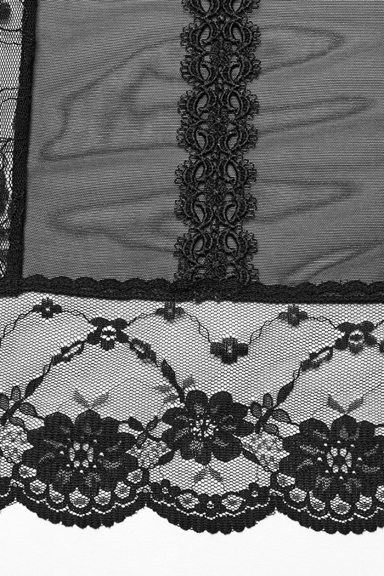 Black Lace Sheer Wrapped Hip Women's Gothic Skirt - Product - 9