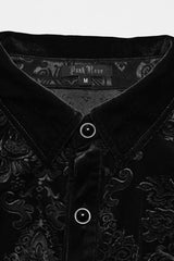 Men's Long Sleeves Embossed Velvet Print Gothic Gorgeous Blouse 2 Colors - Product - 9