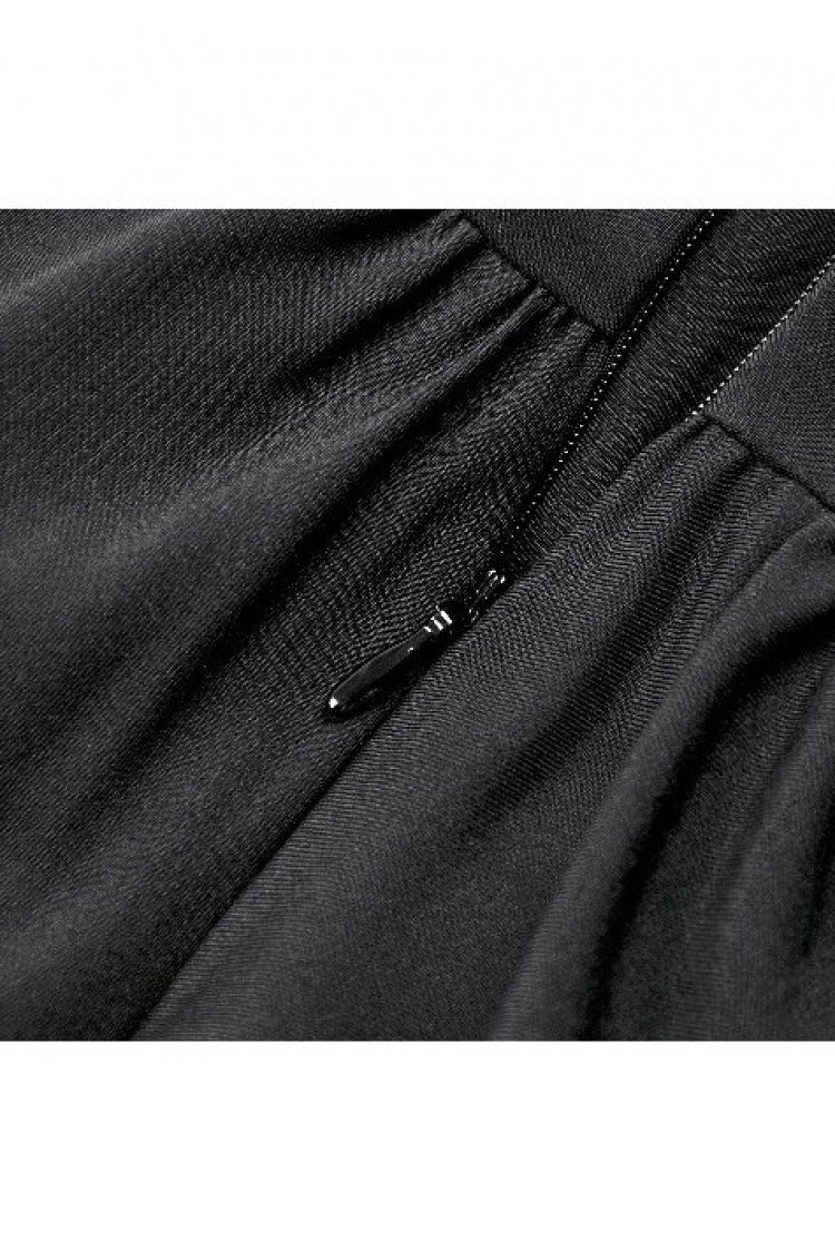 Black Cut-Out Multi-Layered Ruffled Long Trumpet Sleeves Sheer Mesh Splice Lace Lace-Up Women's Gothic Dress - Product - 16