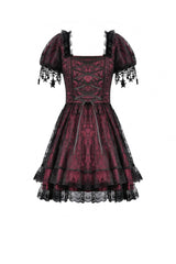 Black/Red Star Square-cut Collar Short Sleeves Lace Women's Gothic Priness Dress Graduation Dress - Product - 14