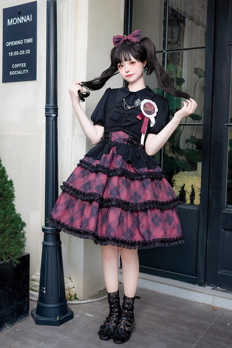 Multi-layer Margaret Plaid Print Sleeveless Sweet Lolita Dress 4 Colors - Product - 6
