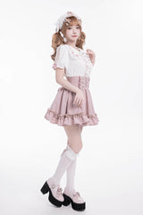 Sweet Ruffle Lace Lace-Up Japanese Jirai Kei Skirt 4 Colors - Product - 3