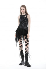 Black High Waisted Irregular Women's Punk Super Mini Skirt - Product - 8