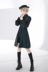 Green Lace-Up Slim Gothic Vintage Handsome Ouji Lolita Vest - Product - 7
