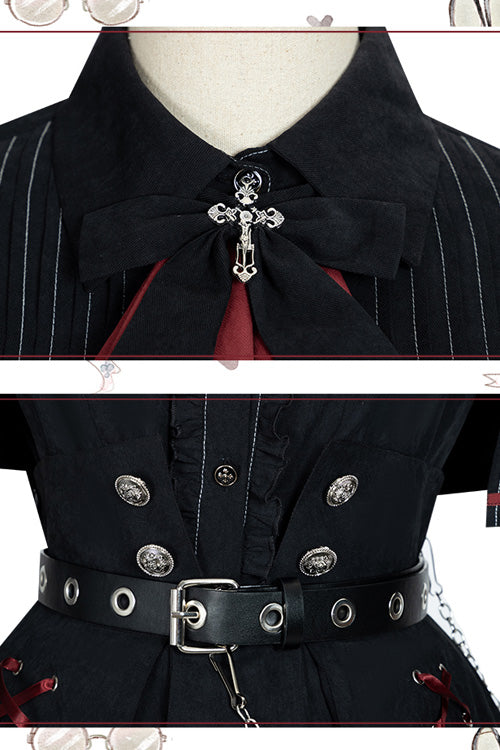 Black Punishment Execution Officer Series Military Style Shirt and Skirt Set Gothic Lolita Dress - Product - 9