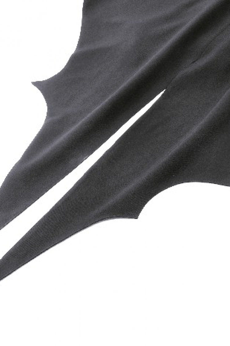 Black/Red Contrast Color Women's Gothic Ruffled Stand Collar Jabot Sleeveless Halloween Tail Dress - Product - 20