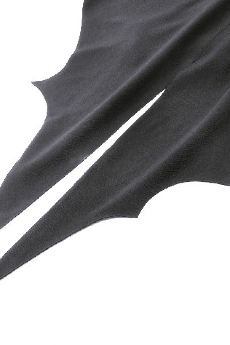 Black/Red Contrast Color Women's Gothic Ruffled Stand Collar Jabot Sleeveless Halloween Tail Dress - Product - 20