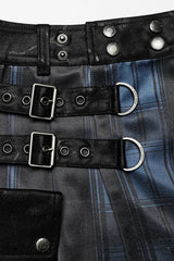 Plaid Print Gradient Stitching Adjustable Waist Men's Steampunk Skirt 2 Colors - Product - 8