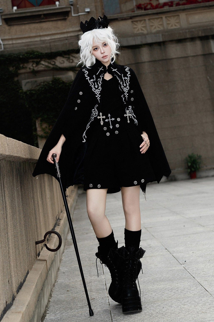 Black [The Eternal Night Descends] Embroidered Ouji Gothic Lolita Cloak Shorts Set - Product - 9
