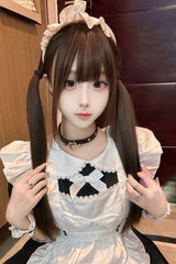Cute Sweet Girl JK Long Straight Double Ponytail Wig with Neat Bangs 2 Colors - Product - 3