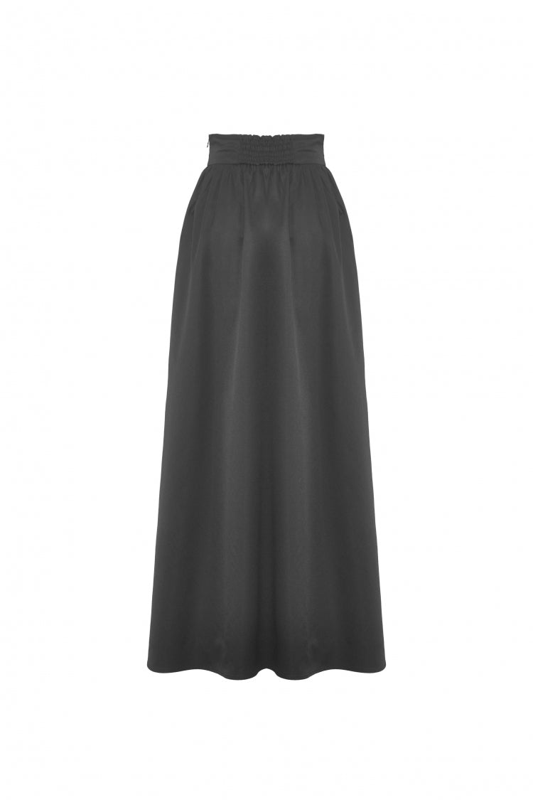 Black High Waisted Women's Gothic Pleated Long Skirt - Product - 15