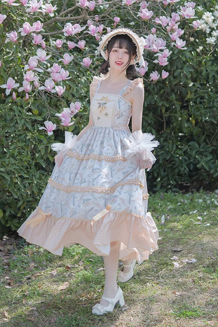 Multi-Color Midsummer Print Ruffle Embroidery Sweet Lolita Jsk Dress - Product - 5