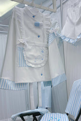 White/Blue Medical Angel Long Sleeves Print Loose Sweet Jirai Kei Japanese Set - Product - 7