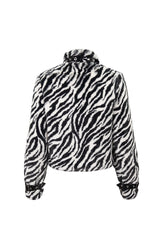 Black/White Stripe Design Shiny Belt With D-Shaped Buckle Decoration Padded Women's Punk Jacket - Product - 8