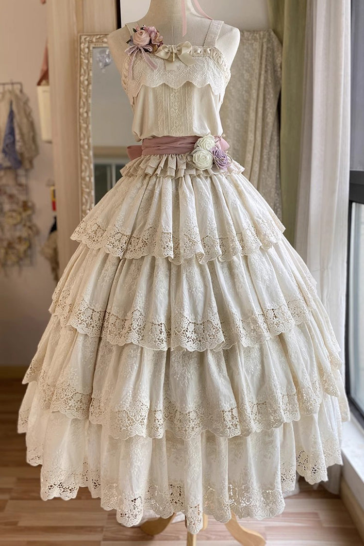 Ivory [Forest Waltz] Embroidery Sweet Elegant Lolita Suspender Top - Ivory - 1