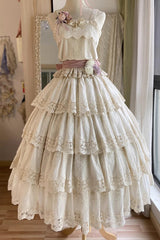 Ivory [Forest Waltz] Embroidery Sweet Elegant Lolita Suspender Top - Ivory - 1