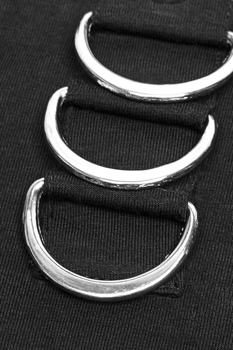 ブラック 長袖 Metal D-バックル ダメージ加工 メンズ スチームパンク T-シャツ 商品画像