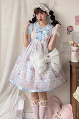 White Big Bowknot Metal Heart Nameplate Lolita Backpack - Product - 4