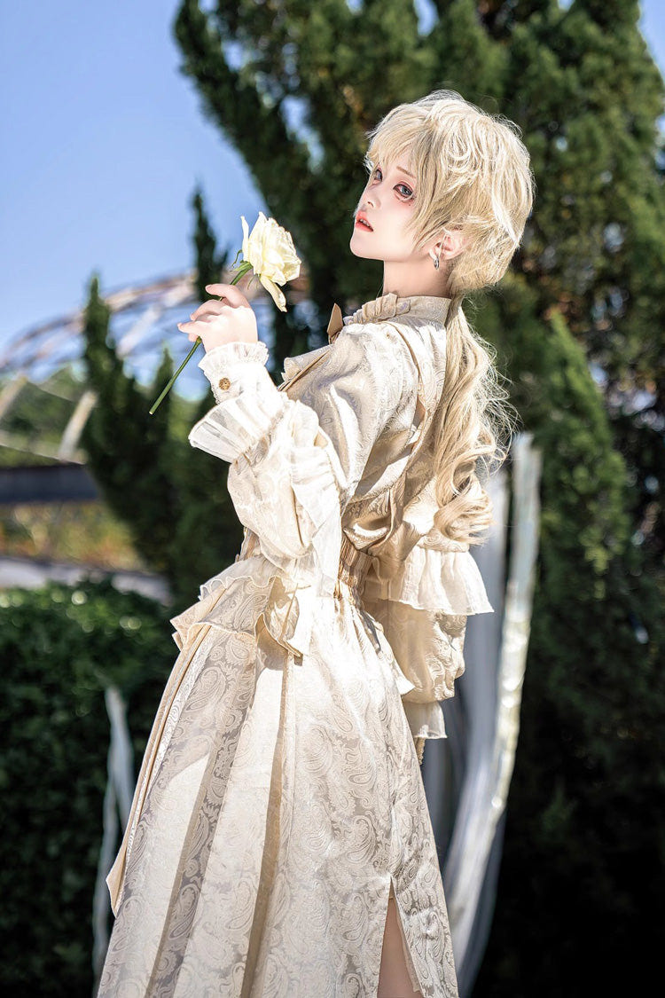 Golden Jacquard Print Ruffle Elegant Prince Handsome Ouji Lolita Shorts - Product - 10