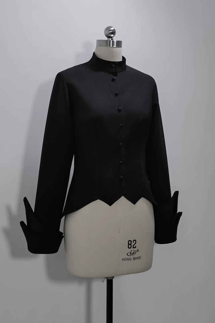Black Vintage Medieval Prince Ouji Lolita Slim Fit Shirt - Product - 2