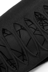 Black Ripped Color-Blocked Pleated Women's Gothic Long Gloves - Product - 8