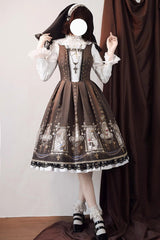 Demon Hunting Notes Print Ruffle Sweet Elegant Lolita Jumper Dress 2 Colors - Product - 18