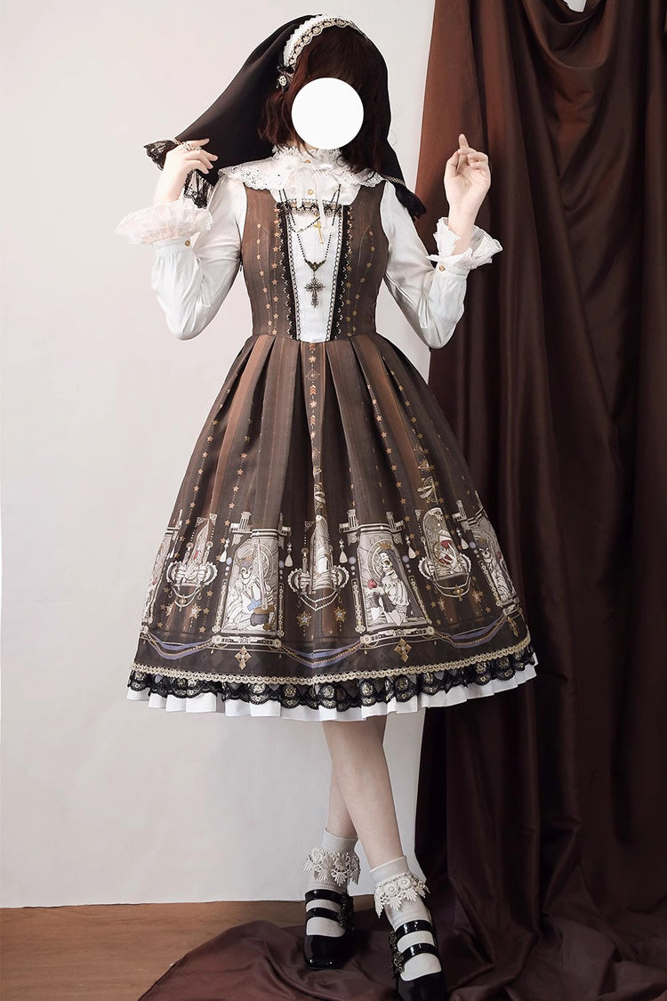 Demon Hunting Notes Print Ruffle Sweet Elegant Lolita Jumper Dress 2 Colors - Product - 18