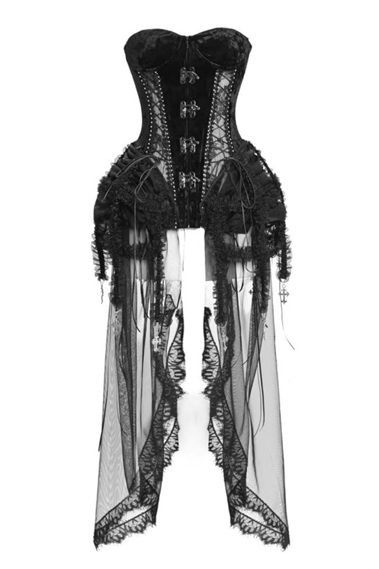 Black [Hell Alice] Hollow Lace-Up Fishbone Gothic Lolita Dress Corset - Product - 3