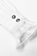 White Stand Collar Lantern Sleeves Slim Men's Gothic Blouse - Product - 10
