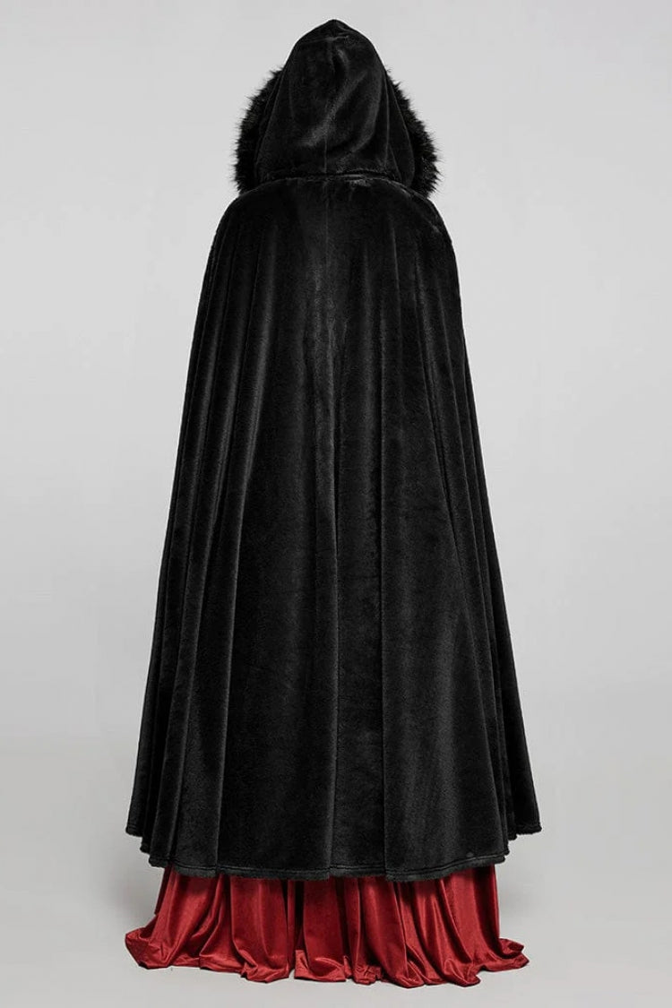 Faux Fur Hooded Warm Womens Gothic Elegant Cloak 2 Colors - Product - 3