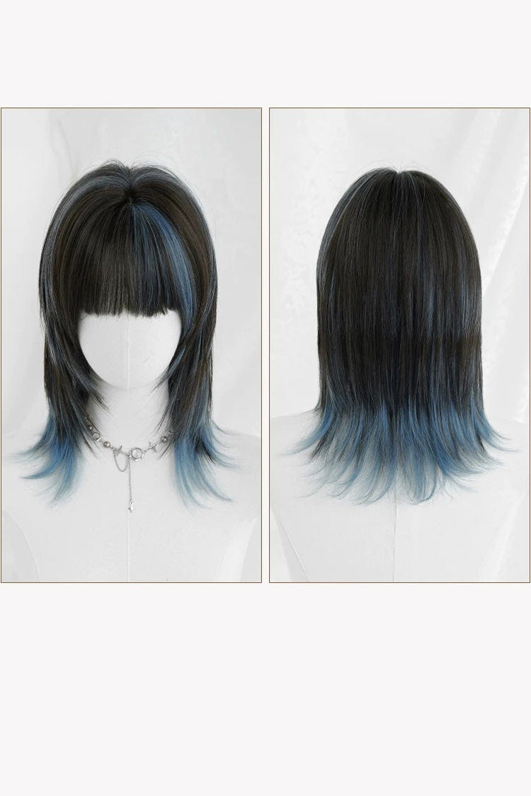 Ombre Wolf Cut Samurai Style Clavicle‑Length Sweet Lolita Full Wig 2 Colors - Product - 9