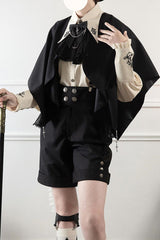 Black Night Raven Magic Ouji Prince Handsome Lolita Shirt Bib Shorts Set - Product - 8