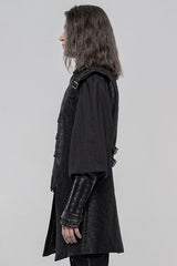 Black Stand Collar Sleeveless Buckle Men's Punk Vest - Product - 2