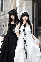 White [Dream] Sleeveless Ruffle Gothic Lolita Strap Dress - Product - 10