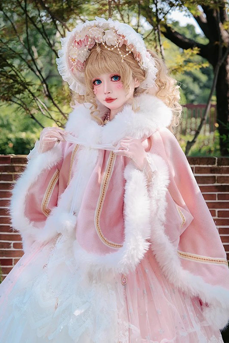 [Snowflake Ballad] Sweet Princess Fur-Collar Lolita Coat Cloak 7 Colors - Product - 4