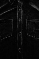 Black Lapel Collar Long Puff Sleeves Men's Gothic Blouse - Product - 6